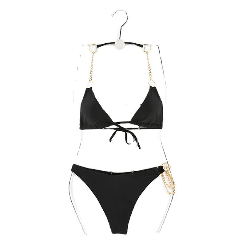 Swimwear for Women, Small Bust Enhancing, Two-Piece Bikini Solid Color