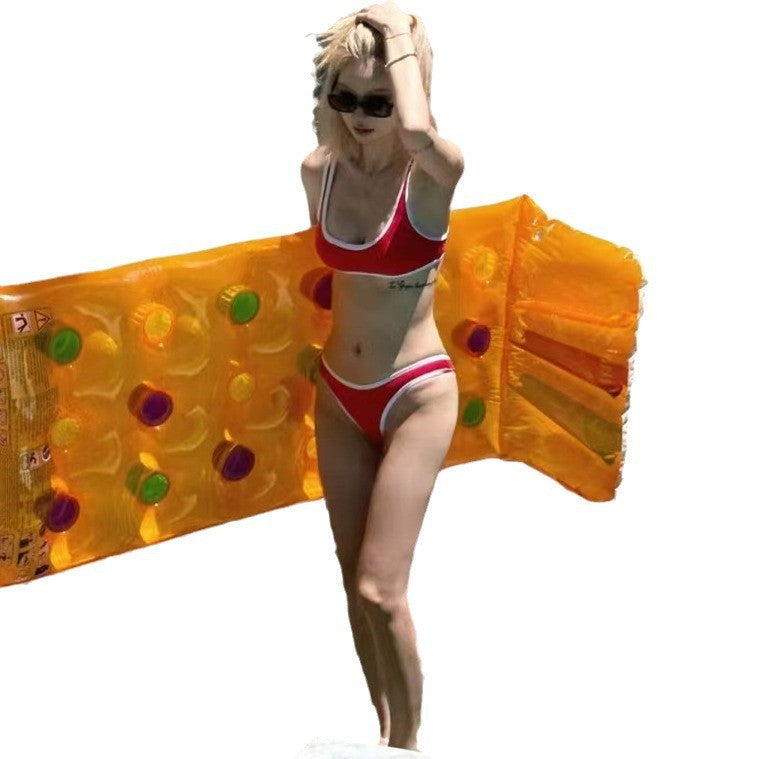 Red with White Trim Slimming Push-Up Fitted Two-Piece Bikini