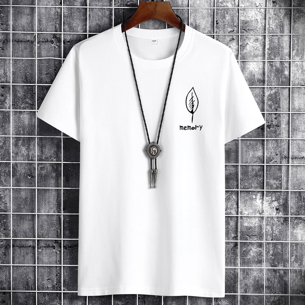 JFUNCY S-6XL Oversize Men Cotton Tee Tops Summer Short Sleeve Men's T-shirt Leaf Print Male Casual Tshirt Graphic T Shirts