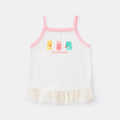 Summer Girls' Lace Strap Children's Baby Stylish Printed Top  Sweet Cute Solid Color Tank Top