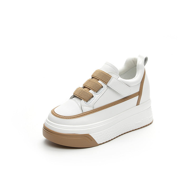 New Leather Shoes Inner Height Increasing Shoes Casual Shoes Velcro Small Size Women's Shoes