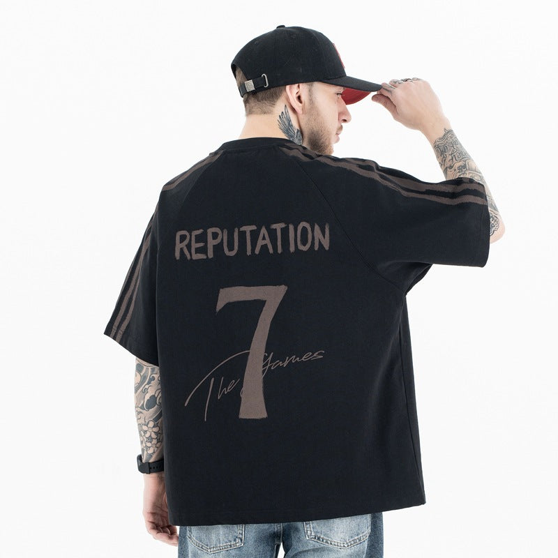 Men's Clothing Fashionable and Unique High-End Sports Top Street Graffiti Short-Sleeve T-Shirt for Men
