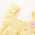 Cute Baby Girl Summer Lightweight Onesie with Checkered Pattern, Short Sleeve, Triangular Bottoms Infant Summer Outfit