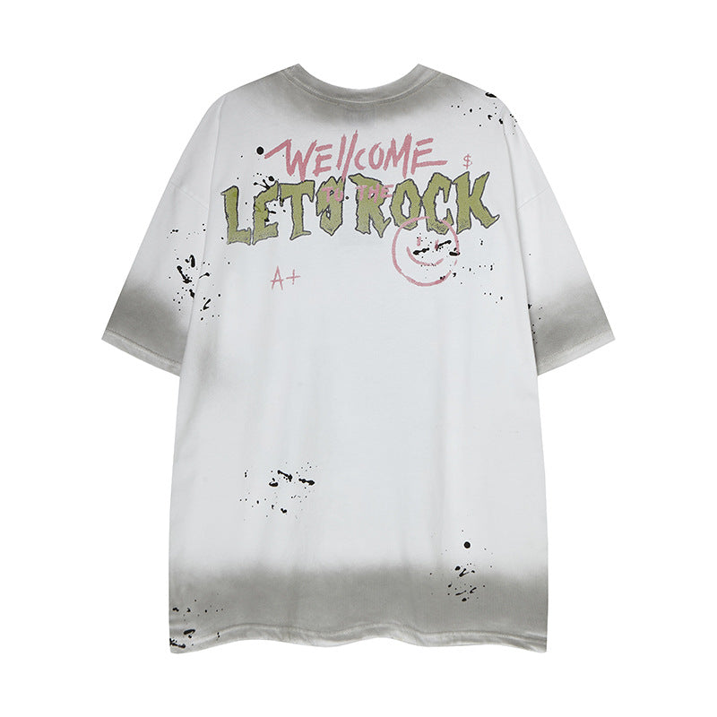 Man Cartoon Print Graphic Casual Unisex Short Sleeve