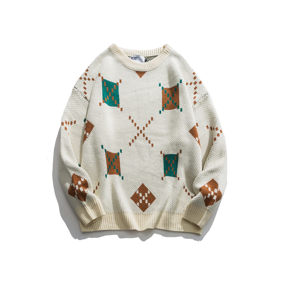 Graphic jacquard design loose sweater