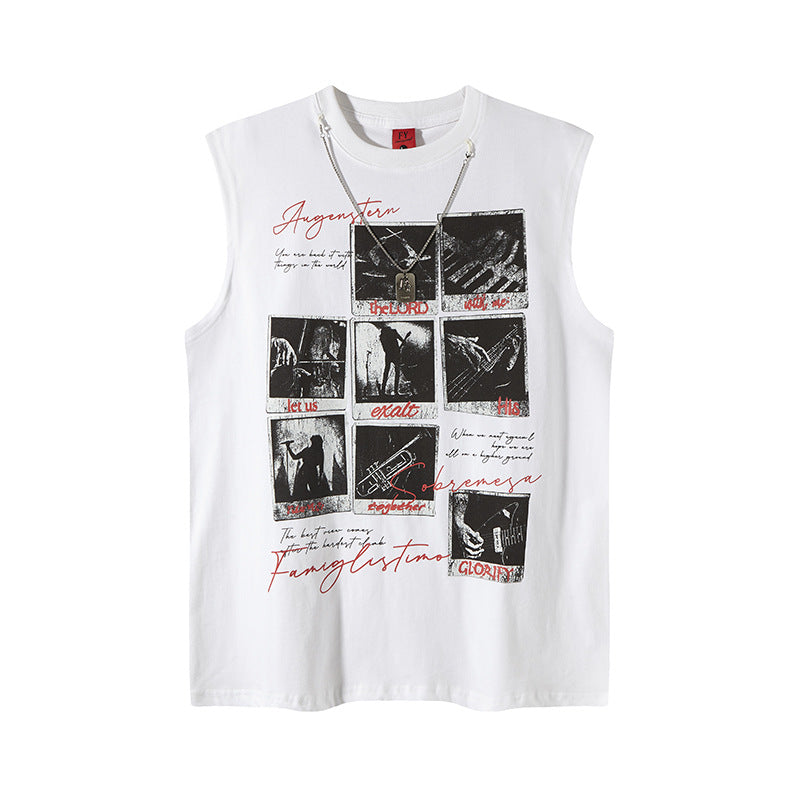 Street Style Graphic Tank Top for Men - Loose Fit Casual Sleeveless Tee