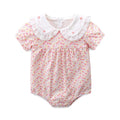 Baby Summer Triangular Romper, Pure Cotton Floral Print, Peter Pan Collar