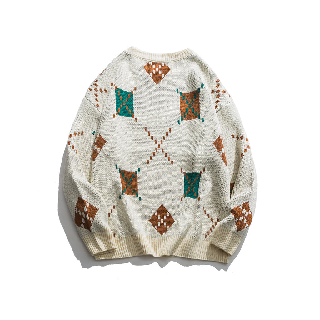 Graphic jacquard design loose sweater