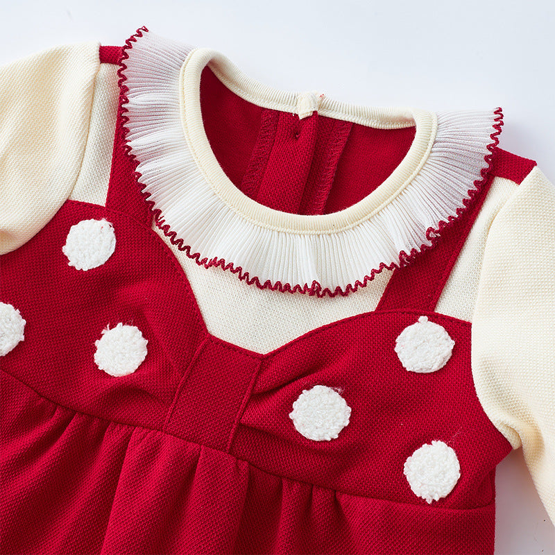 Girls' Festive Onesie New Spring Baby Bodysuit Infant Spring-Autumn Princess 1st Birthday Dress