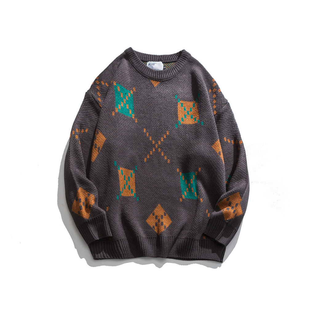 Graphic jacquard design loose sweater