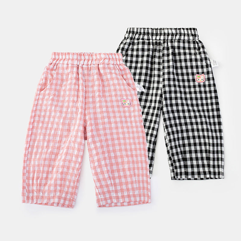 Girls' Mosquito-Resistant Pants Summer Wide-Leg Pants for Baby Girls Lightweight Striped Long Pants