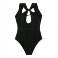 One-Piece Swimsuit for Women, Tummy Coverage, Slimming Effect, Solid Color Swimwear