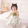 New Style Dress for Girls, Summer Sleeveless Princess Dress with Flying Sleeves, Buttoned Strap Dress