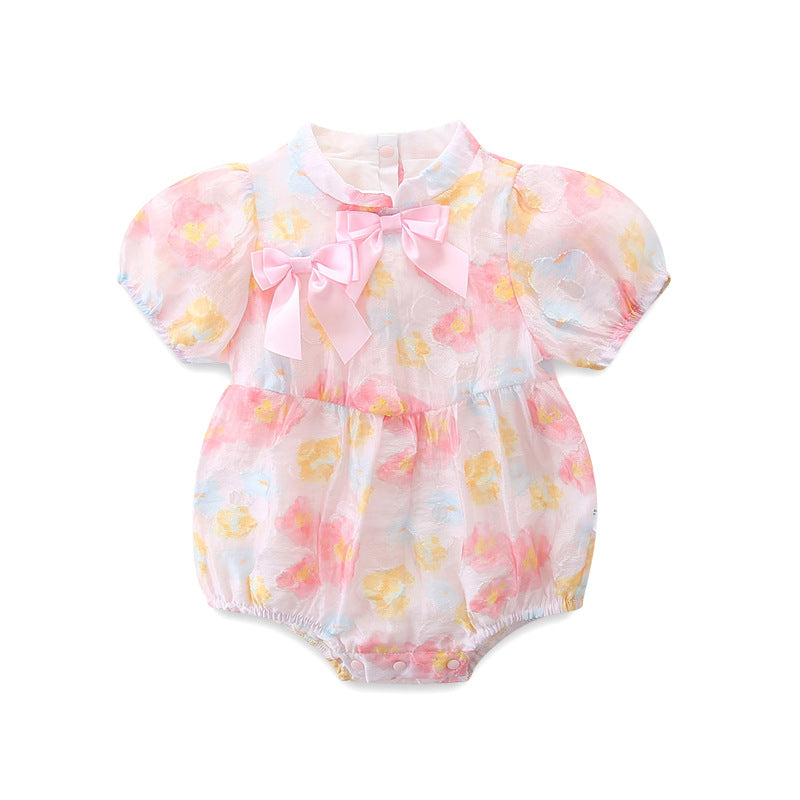 Cute Baby Girl Summer Onesie, Double Layer Princess Romper for Newborns and Toddlers