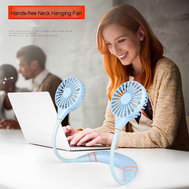 Rechargeable Hands-Free Neck Hanging Sports 3 Gears Fan Wearable Portable USB Flexible Rechargeable Neckband Mini Desk Fan Air