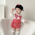 Cute Kids Plaid Romper Set Spring and Autumn New Style Triangle One-Piece 2-Piece Overalls Baby Bodysuit