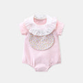 Cute Floral Print Baby Girl Onesie Short Sleeve Bodysuit Princess Bib Romper