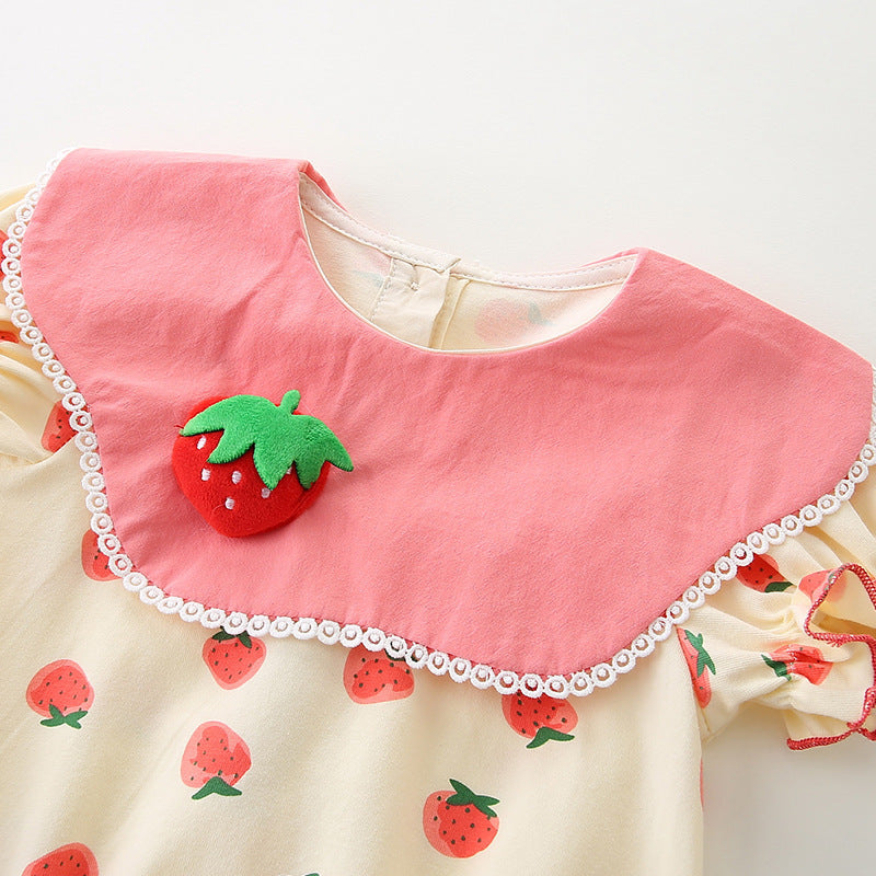 Baby Girl Summer Newborn Onesie Infant 1st Birthday 100-Day Printed Triangular Bodysuit