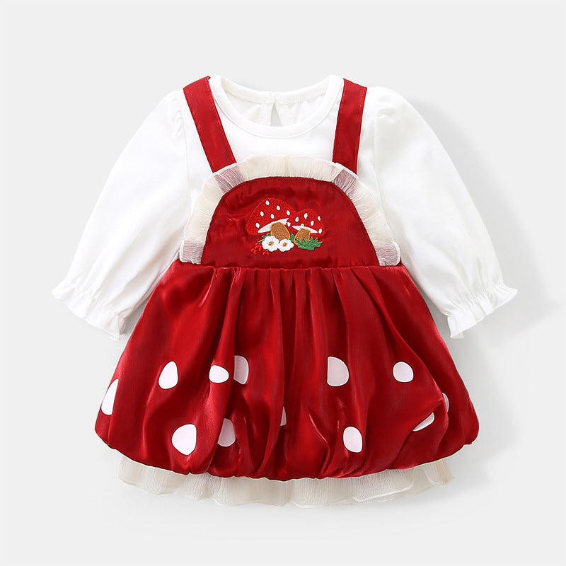 Girls' Autumn Outfit Baby Romper Dress Set Festive Princess Dress Spring