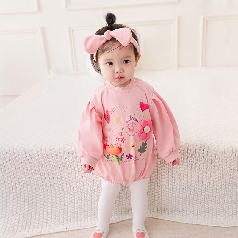 Baby Romper Spring Autumn 0-2 Years Triangle Bodysuit for Girls