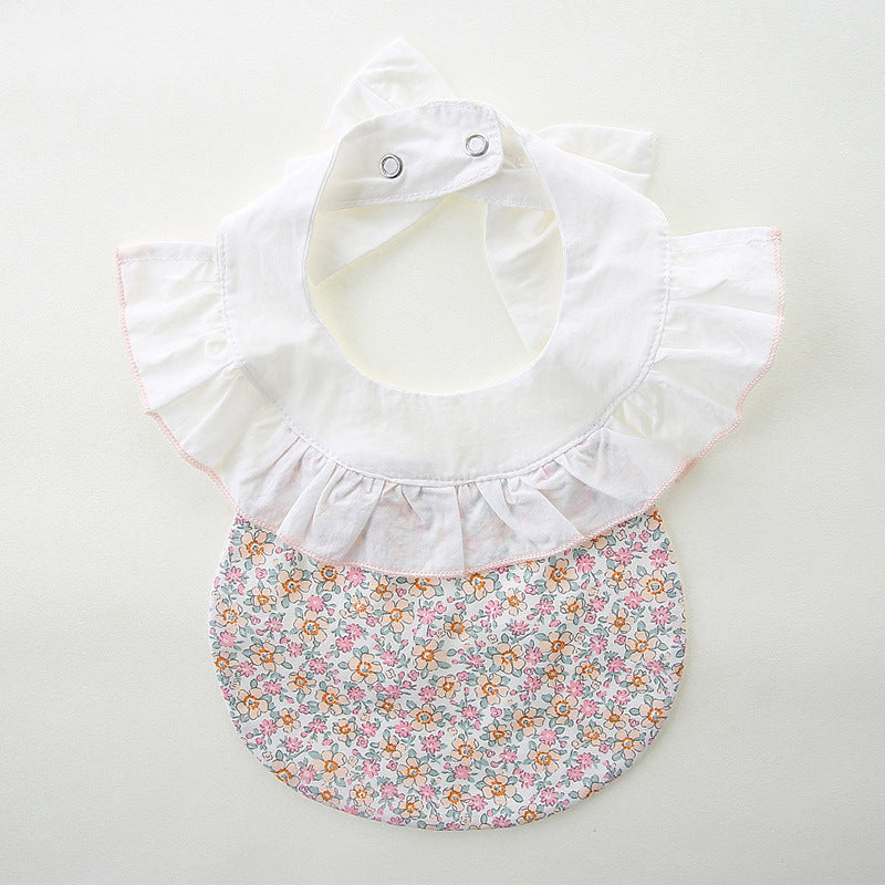 Cute Floral Print Baby Girl Onesie Short Sleeve Bodysuit Princess Bib Romper