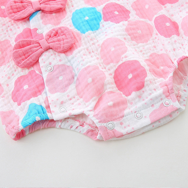 Baby Summer  Cotton Printed Romper, Outwear Bodysuit for Girls, One-Piece Crawling Suit