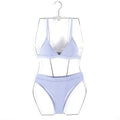 Two-Piece Solid Color Bikini, Sexy Three-Point Swimwear, Push-Up for Small Bust