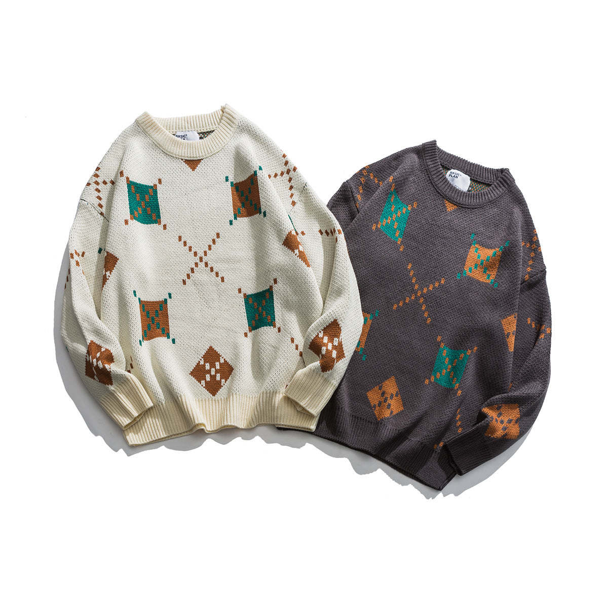Graphic jacquard design loose sweater