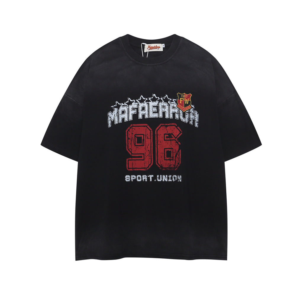 Printed Letter Graphic Short Sleeve T-Shirt Men's  Design Versatile Loose Casual Couple Tee