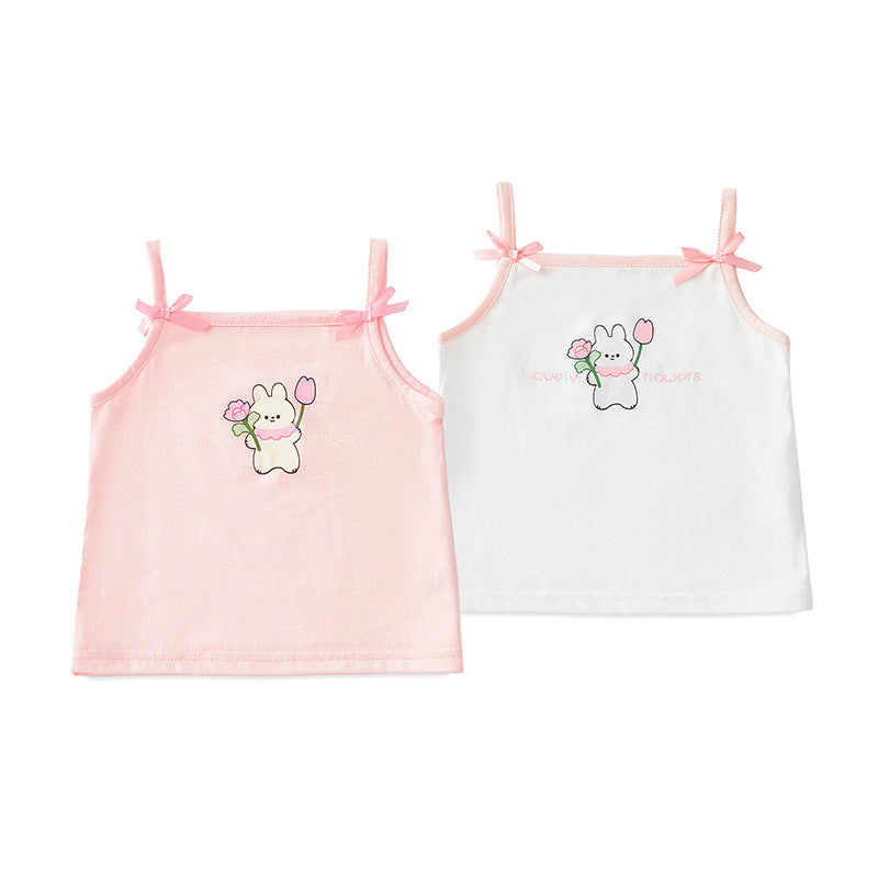 Baby Thin Strap Top for Girls, Summer New Style, Cute Princess Cotton Shirt