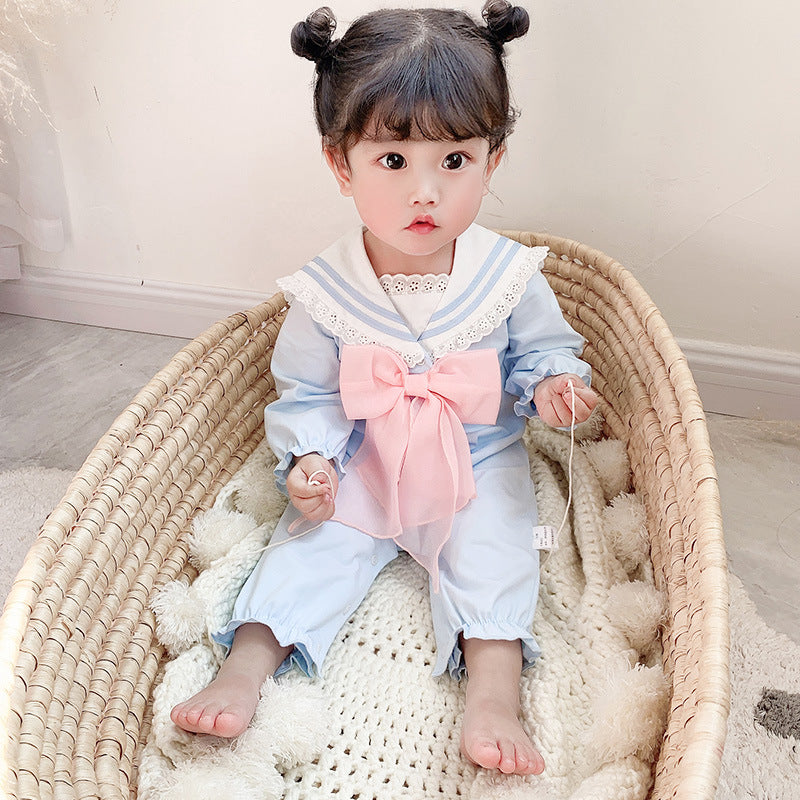 Spring New Arrival Baby Romper for Girls, Long Sleeve Nautical Style OnesieCute Infant Clothes