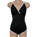 Simple Elegant Deep V-Neck  Slim Fit One-Piece  Women's Swimwear