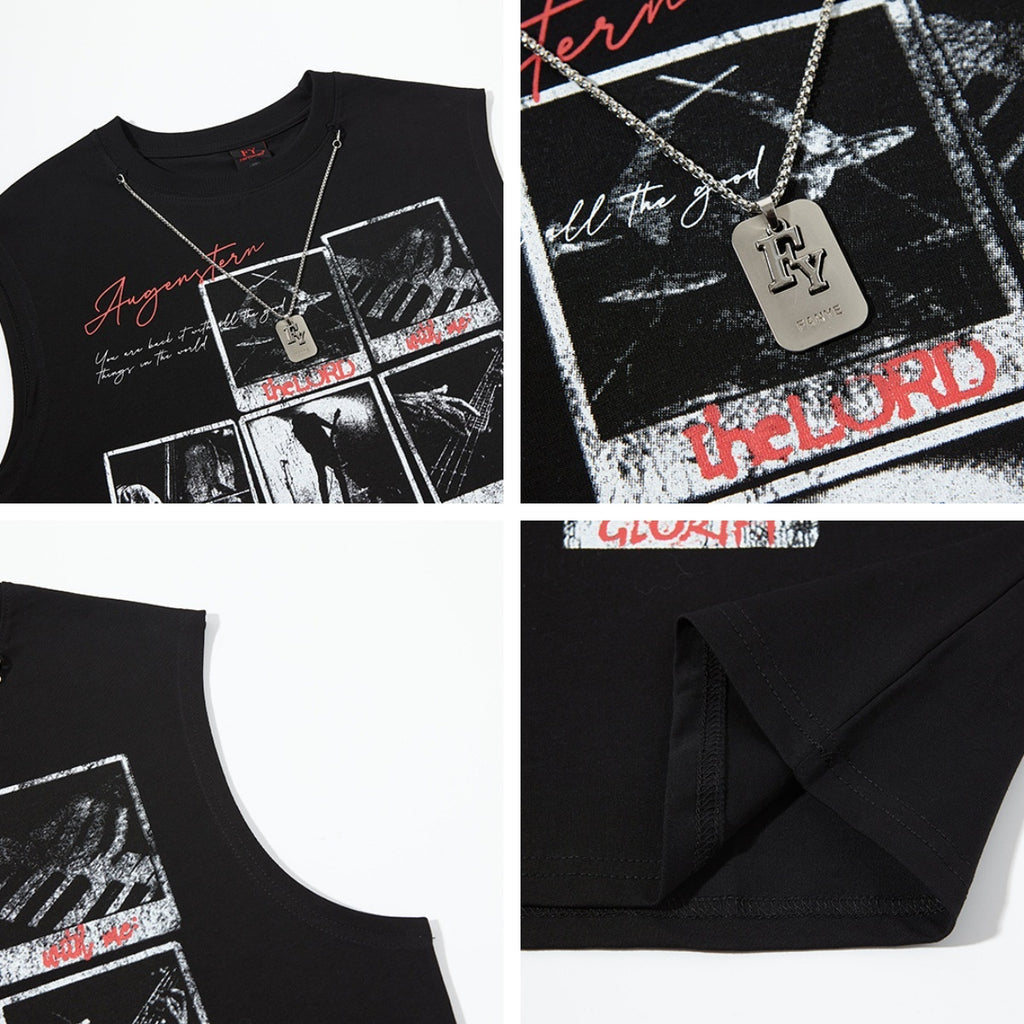 Street Style Graphic Tank Top for Men - Loose Fit Casual Sleeveless Tee