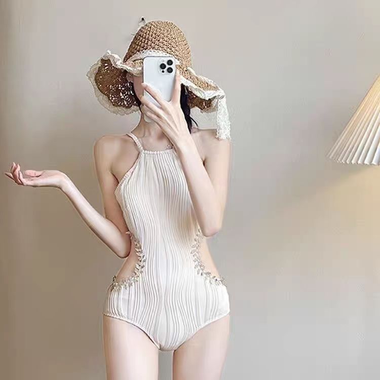 Solid Color Bikini Swimwear for Women,Slimming Cut-Out Design, One-Piece Dress-Style Bathing Suit