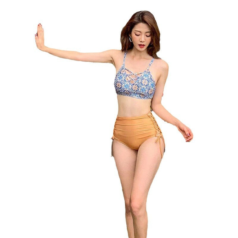 Two-Piece Bikini Set with Push-Up Design, High-Waisted Tummy Control, Slimming Bathing Suit for Women