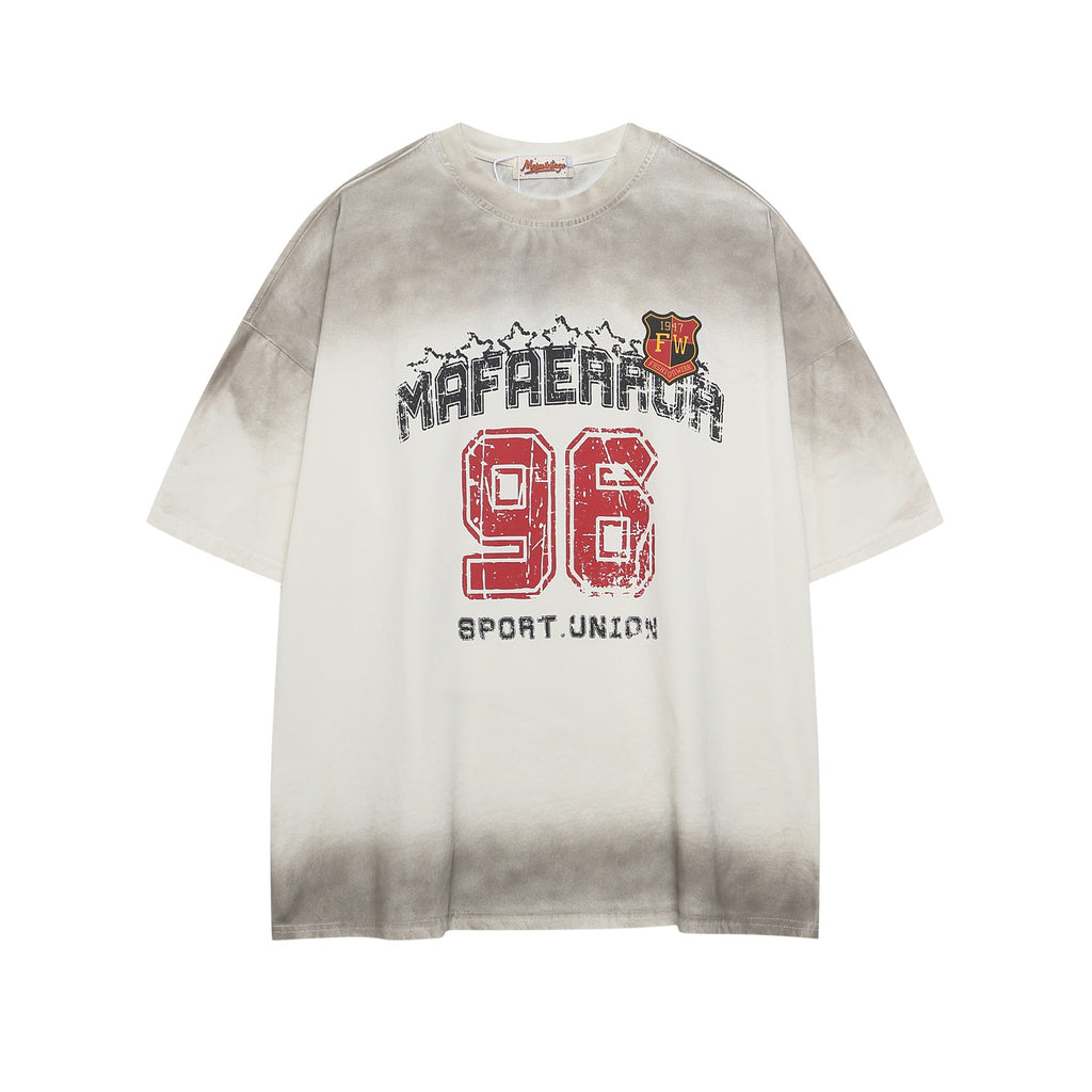 Printed Letter Graphic Short Sleeve T-Shirt Men's  Design Versatile Loose Casual Couple Tee