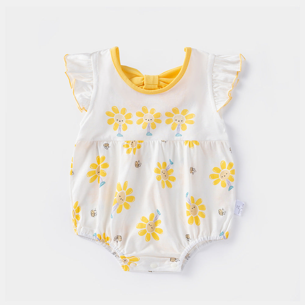 Infant Pure Cotton Romper Baby Girl Triangular Bodysuit A-Class Safety Certified Summer Trend
