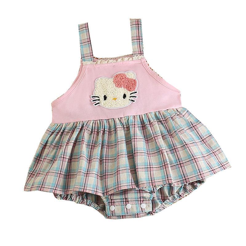 Summer Strap Romper Dress for Baby Girls, Newborn Summer Clothing, Princess Style Bodysuit for 100-Day and First Birthday Celebration