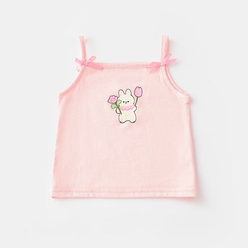 Baby Thin Strap Top for Girls, Summer New Style, Cute Princess Cotton Shirt