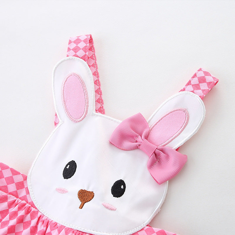 Cute Baby Carrier Romper Summer New Style Sweet Outfit Girl Baby Full Moon Onesie Two-Piece Set