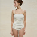 Solid Color Conservative One-Piece Swimsuit