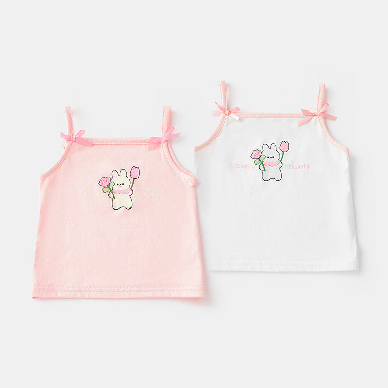 Baby Thin Strap Top for Girls, Summer New Style, Cute Princess Cotton Shirt