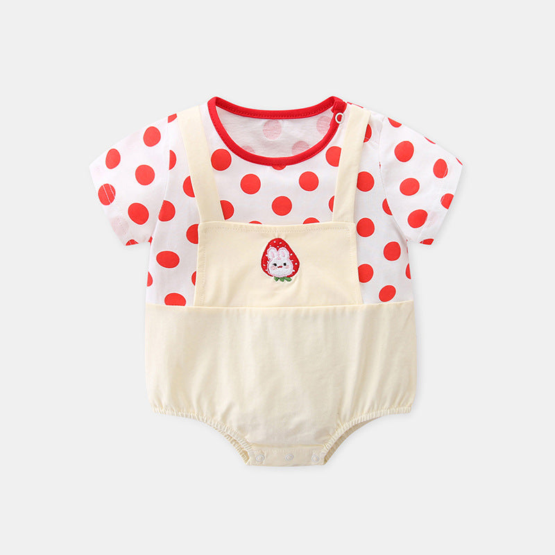 Cute Baby Girl Summer Romper, Fashion Two-Piece Style Overalls Bodysuit, Infant Triangular Diaper Cover