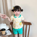 Cute Baby Girl Summer Lightweight Outfit Set, Stylish Short Sleeve and Shorts Two-Piece Set Children's Clothing