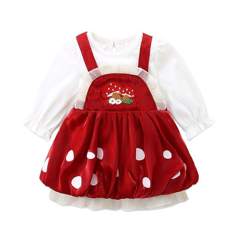 Girls' Autumn Outfit Baby Romper Dress Set Festive Princess Dress Spring