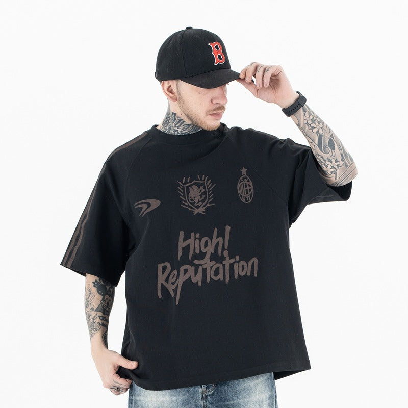 Men's Clothing Fashionable and Unique High-End Sports Top Street Graffiti Short-Sleeve T-Shirt for Men