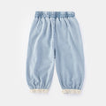 Casual Denim Pants for Girls, Mosquito-Proof Trousers, Lightweight Summer Style, Fashionable Ruffle Lantern Pants for Kids