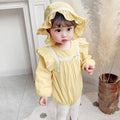 Spring and Autumn New Baby Girls' Triangular Romper with Hood, Two-Piece Set, Crawling Suit, Outdoor Wear