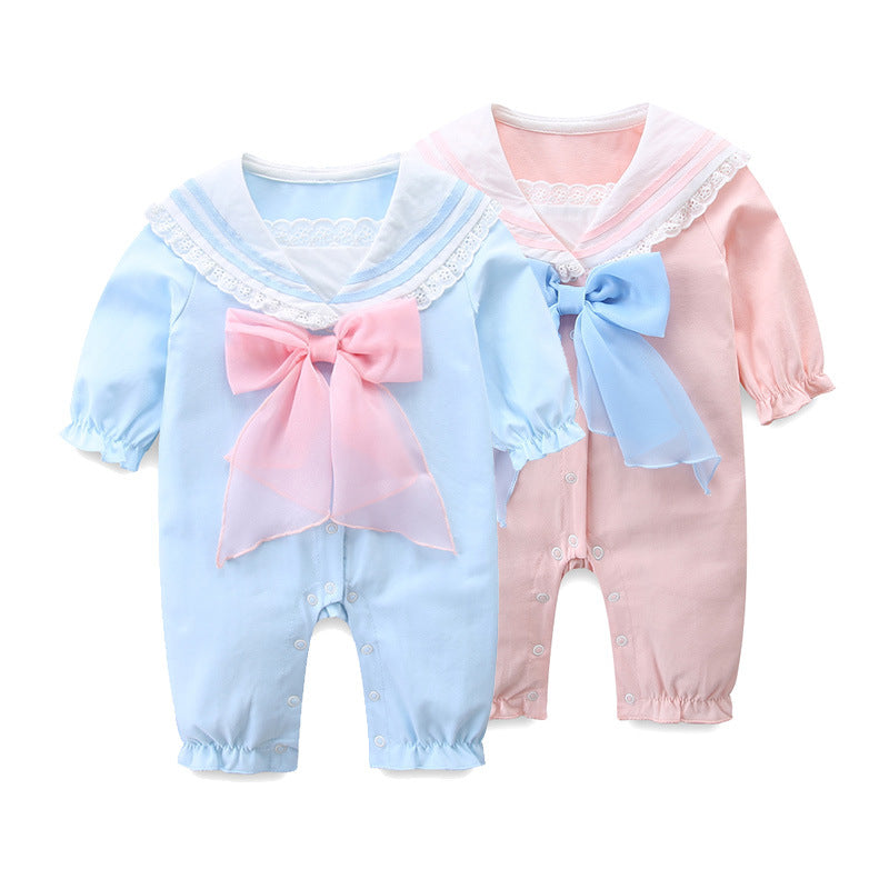 Spring New Arrival Baby Romper for Girls, Long Sleeve Nautical Style OnesieCute Infant Clothes