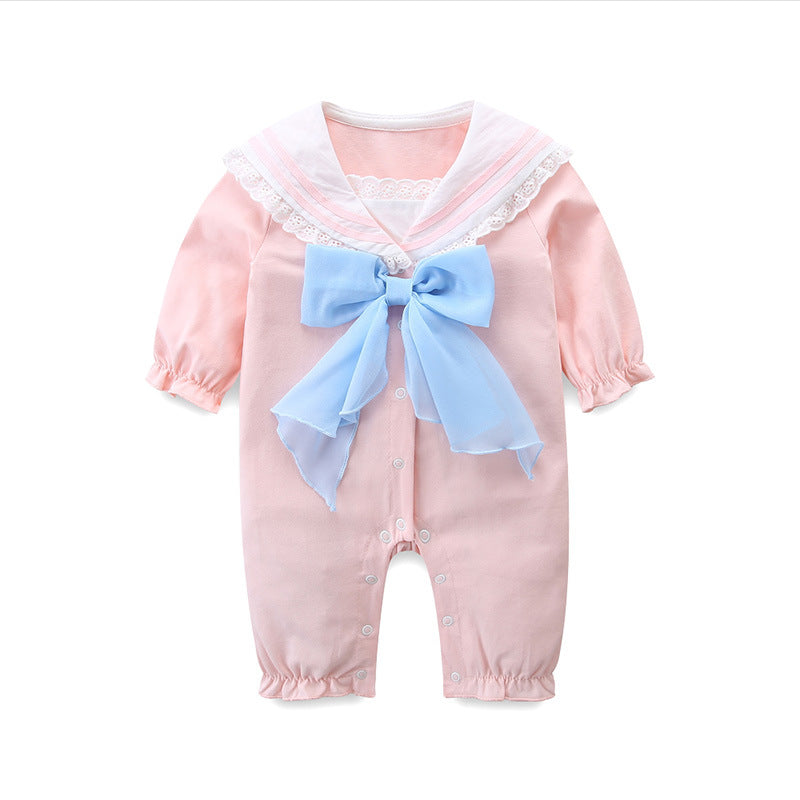 Spring New Arrival Baby Romper for Girls, Long Sleeve Nautical Style OnesieCute Infant Clothes